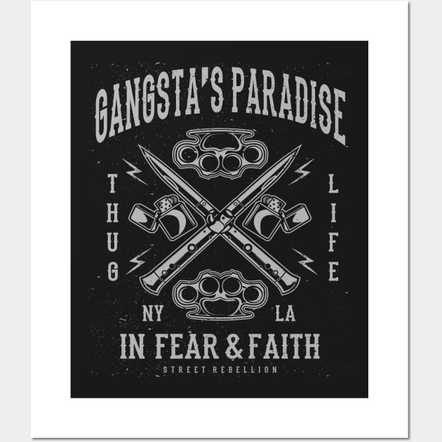 Gangsta’s Paradise Thug Life In Fear And Faith Knife And Brass Knuckles Wall Art by JakeRhodes